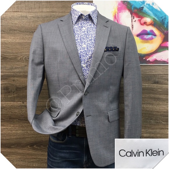 CALVIN KLEIN Mens Blazer Sport Coat Casual‎ Jacket Size 44R Essential Wool Suit
